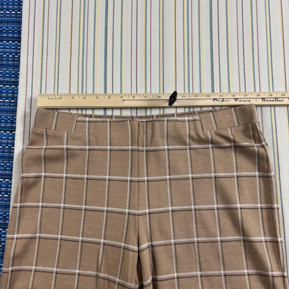 NEW J. Jill Pants Womens Large Brown Plaid Ponte Wide Full-Leg Cropped Pull On - Picture 5 of 12